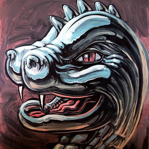 Dragon head with sharp teeth