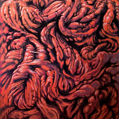 Tangle of red loops