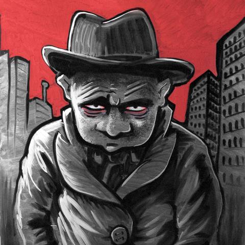 Man in a hat in front of high-rises